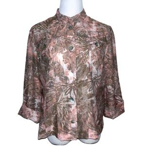 Ruby Rd. Women’s Pink & Tan Semi Sheer Jacket Size 12